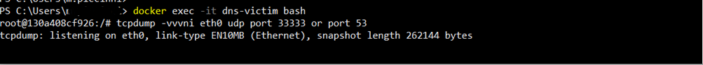 Tcpdump sul dns-victim